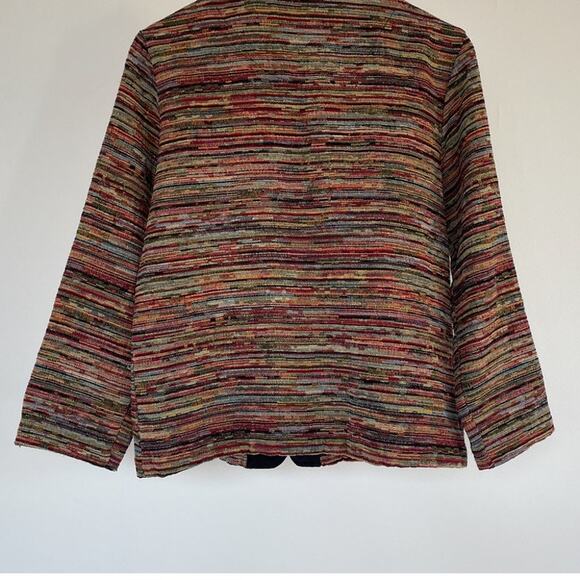 Vtg 90's Neutral Striped Woven Jacquard Button Up Collared Jacket Sz S Minimal - Picture 6 of 10
